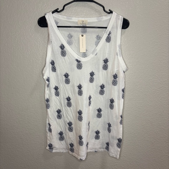 NWT Anthropologie Pineapple Print White Tank Top - Picture 2 of 4